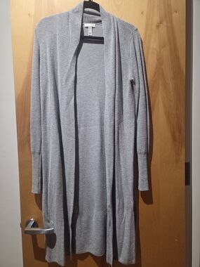 Long Open Front Gray Cardigan